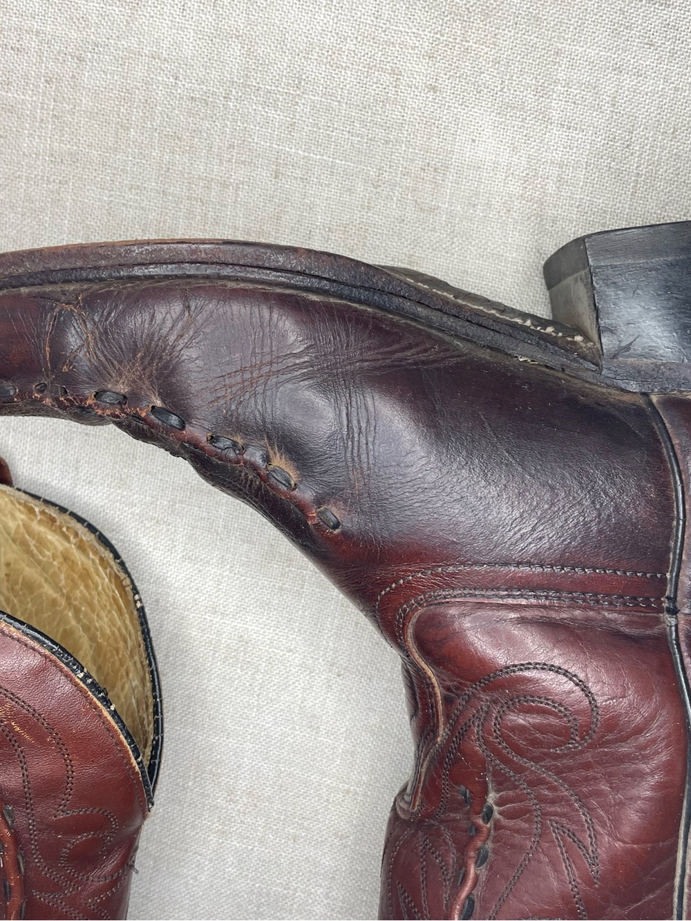 Vintage Acme 1970s-80s Burgundy/Oxblood Acme Bucklace Western Cowboy Boots - Picture 12 of 14